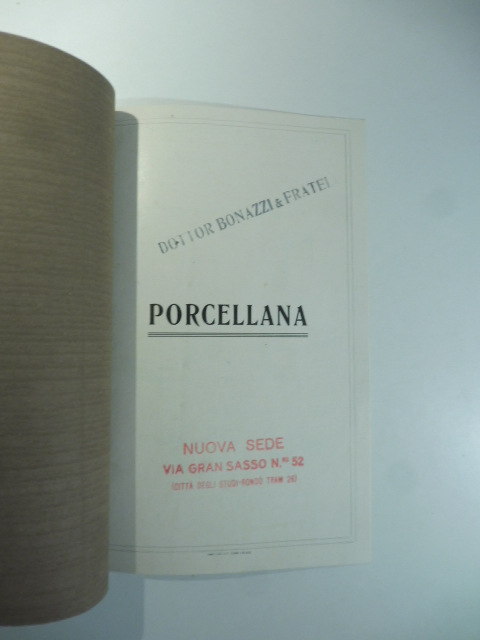 Dottor Bonazzi e Fratello, Milano. Catalogo porcellana